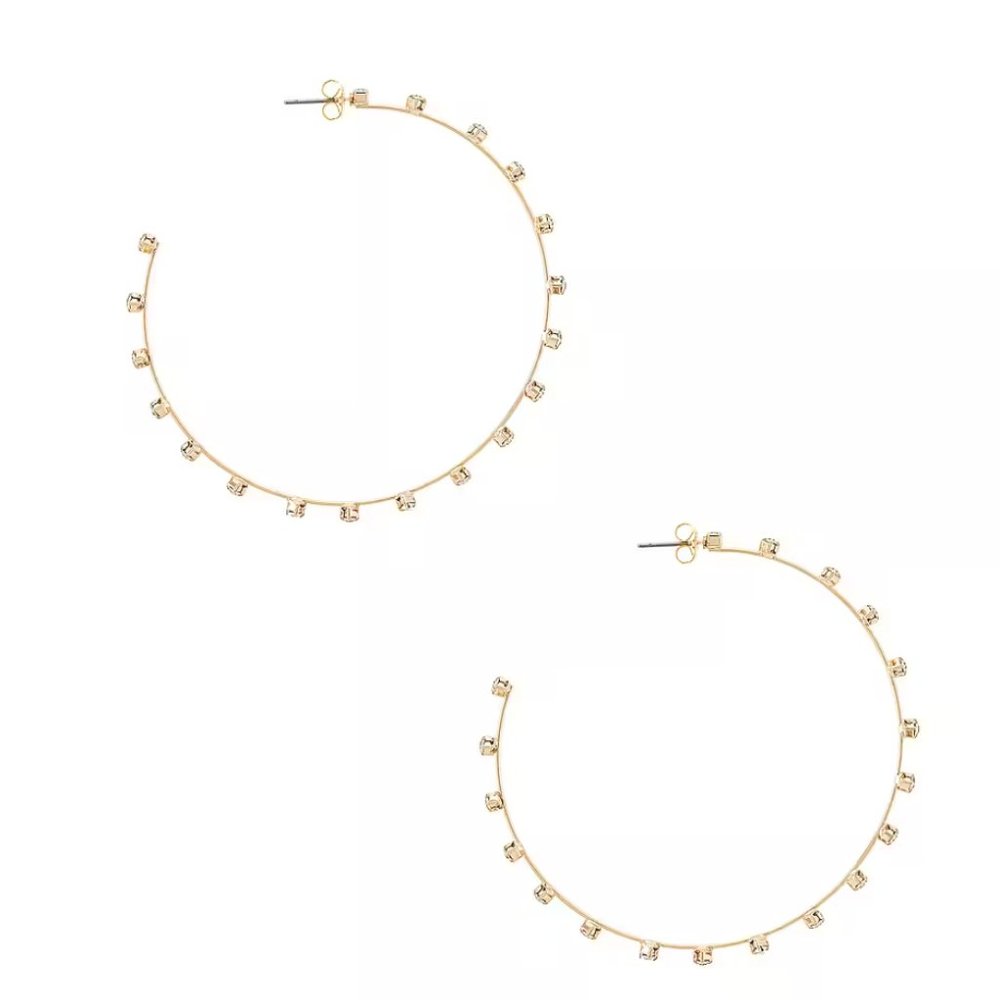NWT - IN ORIGINAL PACKAGING ETTIKA RHINESTONE HOOP EARRINGS
